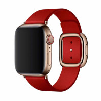 Кожаный ремешок Modern Buckle Leather для Apple Watch 42/44/45mm Gold/Product red